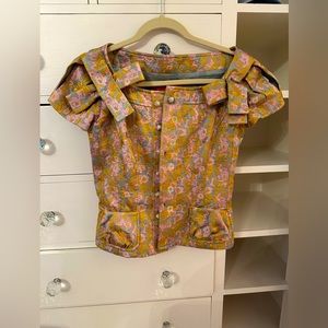 Christian Lacroix purple floral top FR 40